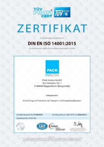 PackInnova Umweltzertifikat ISO 14001